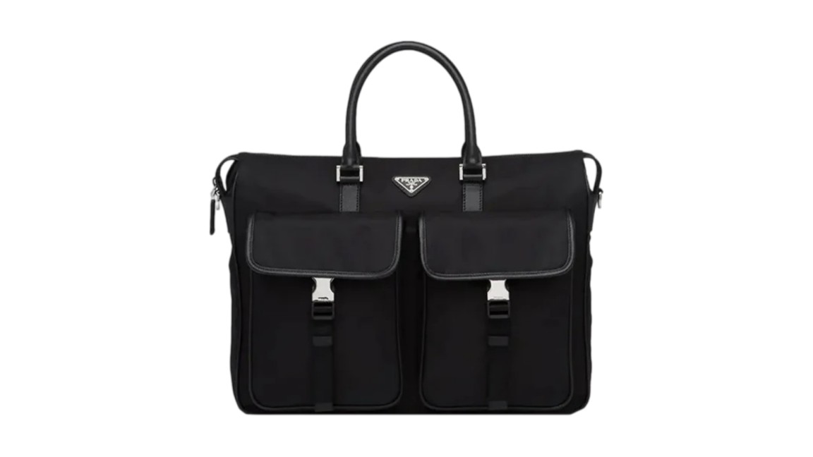 2VE017 Re-Nylon And Saffiano Leather Duffle Bag