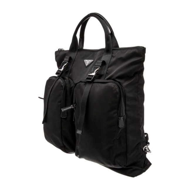 2VG053 Re-Nylon And Saffiano Leather Tote Bag