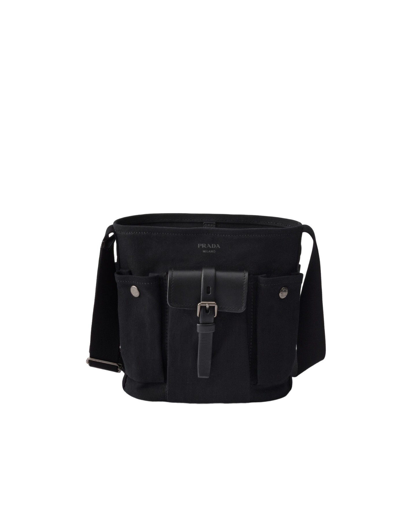1BE106 Route Mini Canvas And Leather Bucket Bag
