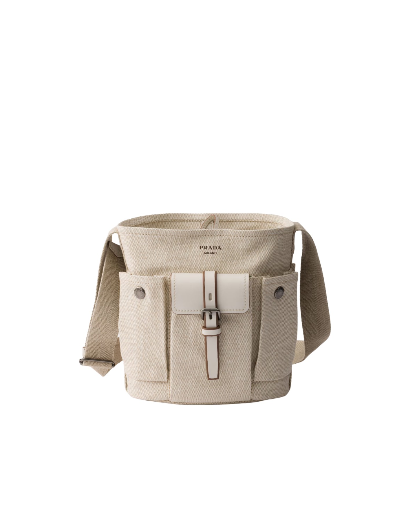 1BE106 Route Mini Canvas And Leather Bucket Bag