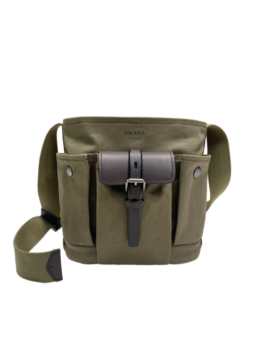 1BE106 Route Mini Canvas And Leather Bucket Bag