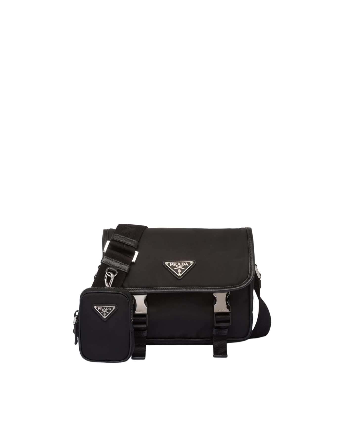 2VD034 Re-Nylon And Saffiano Leather Shoulder Bag